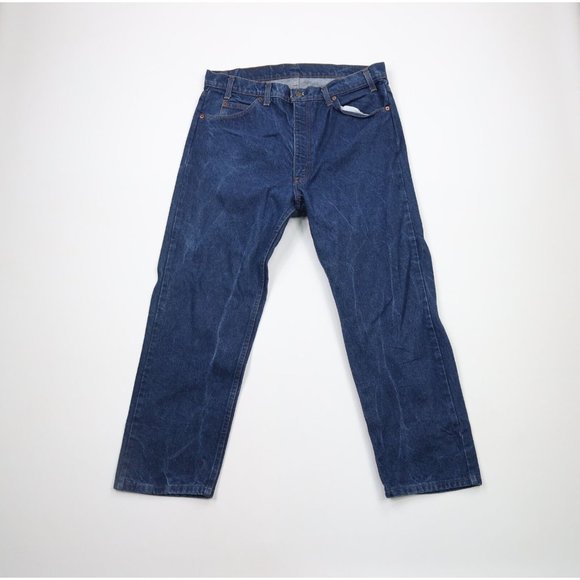 Vintage 80s Levis 505 Orange Tab 38x27 Distressed Regular Fit Denim Jeans USA